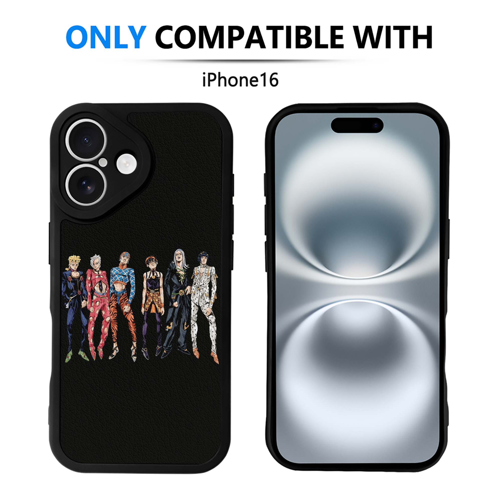 （画像用） ジョジョの奇妙な冒険 JoJo's Bizarre Adventure 【iPhone 16シリーズ対応】シリコンスマホケース（レザー調） 材質：シリコン